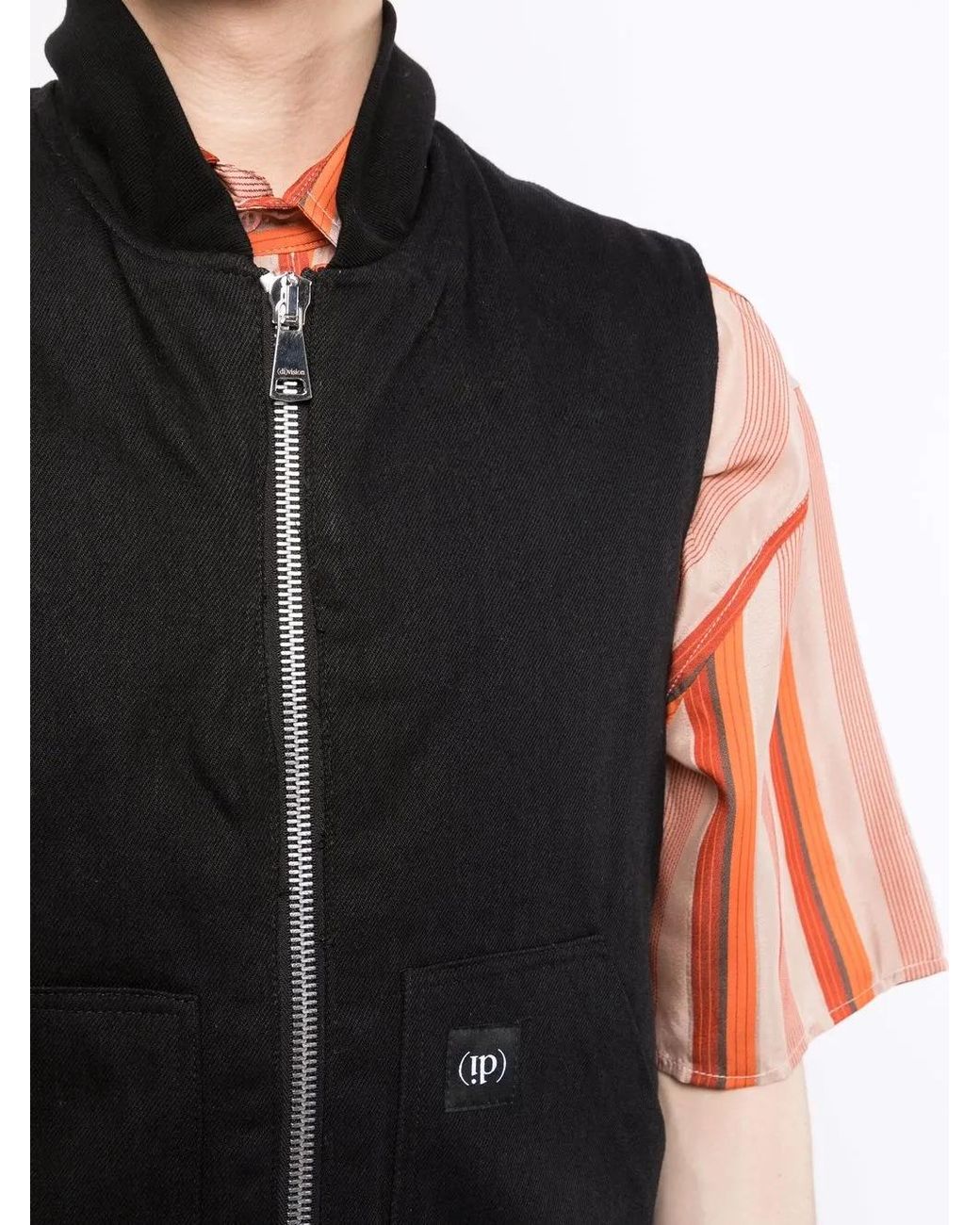 (DI)VISION Black Logo-Patch Zip-Up Gilet for men