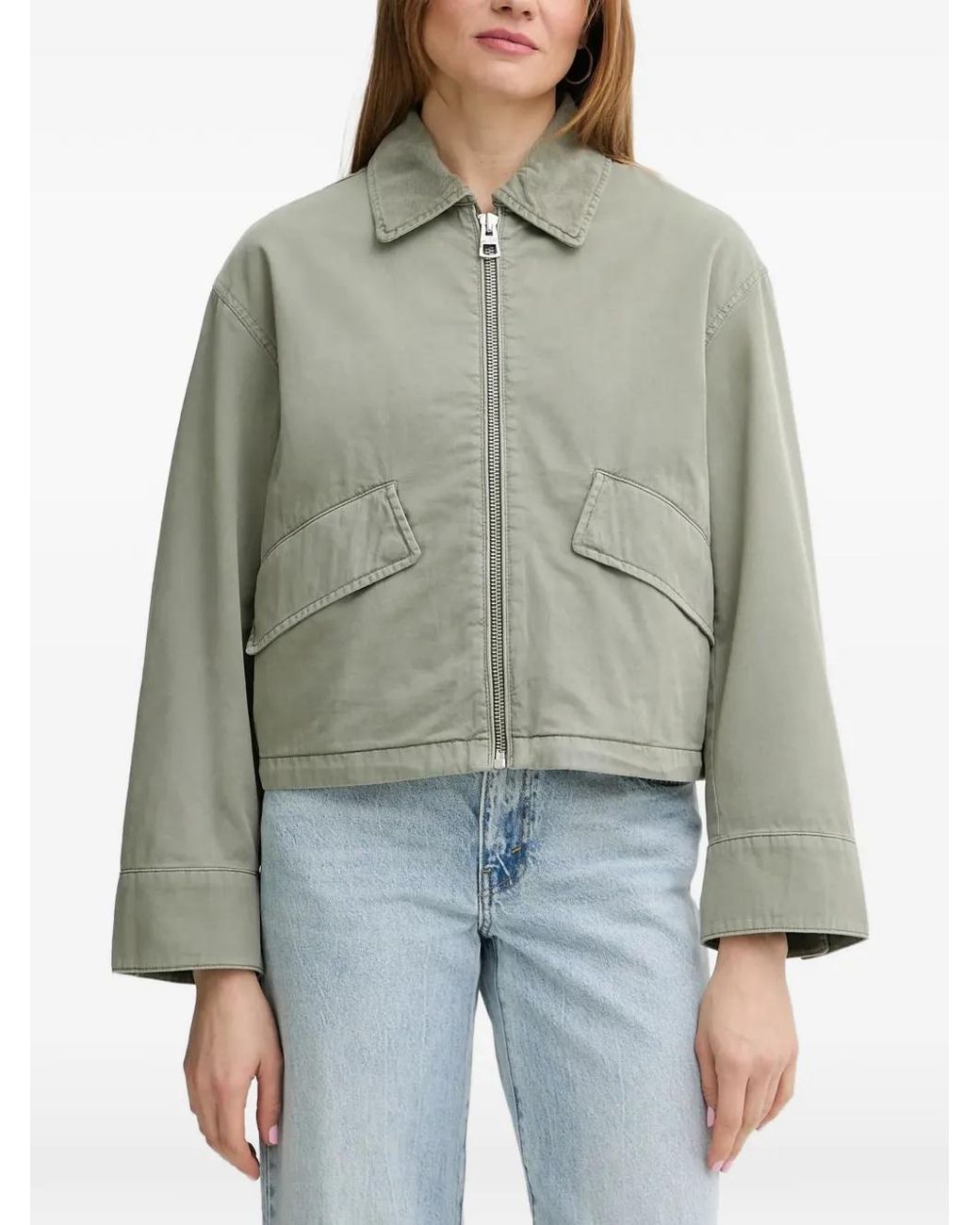Marc O' Polo Green Corduroy-Collar Zip-Up Jacket