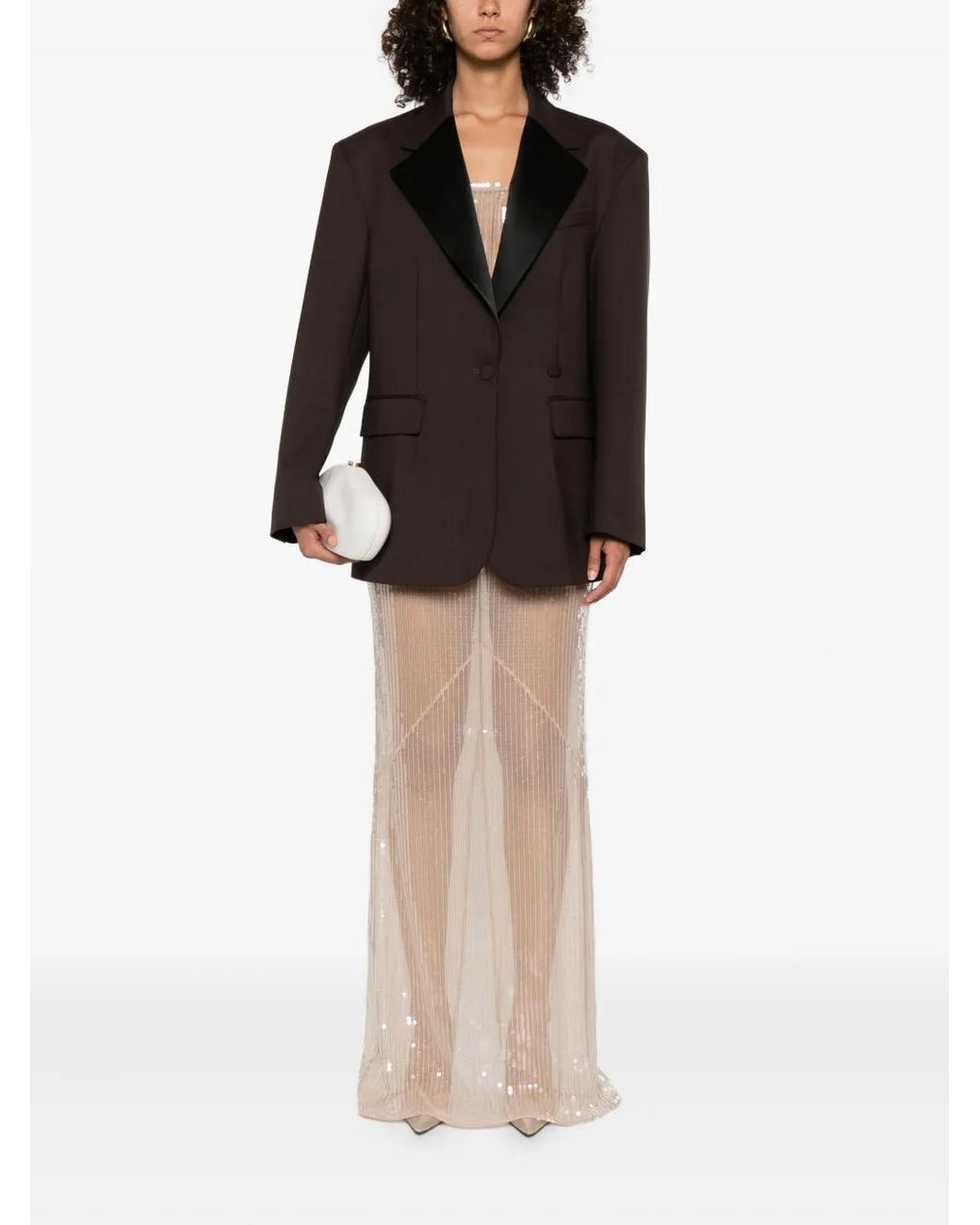 P.A.R.O.S.H. Black Wide-Lapel Blazer