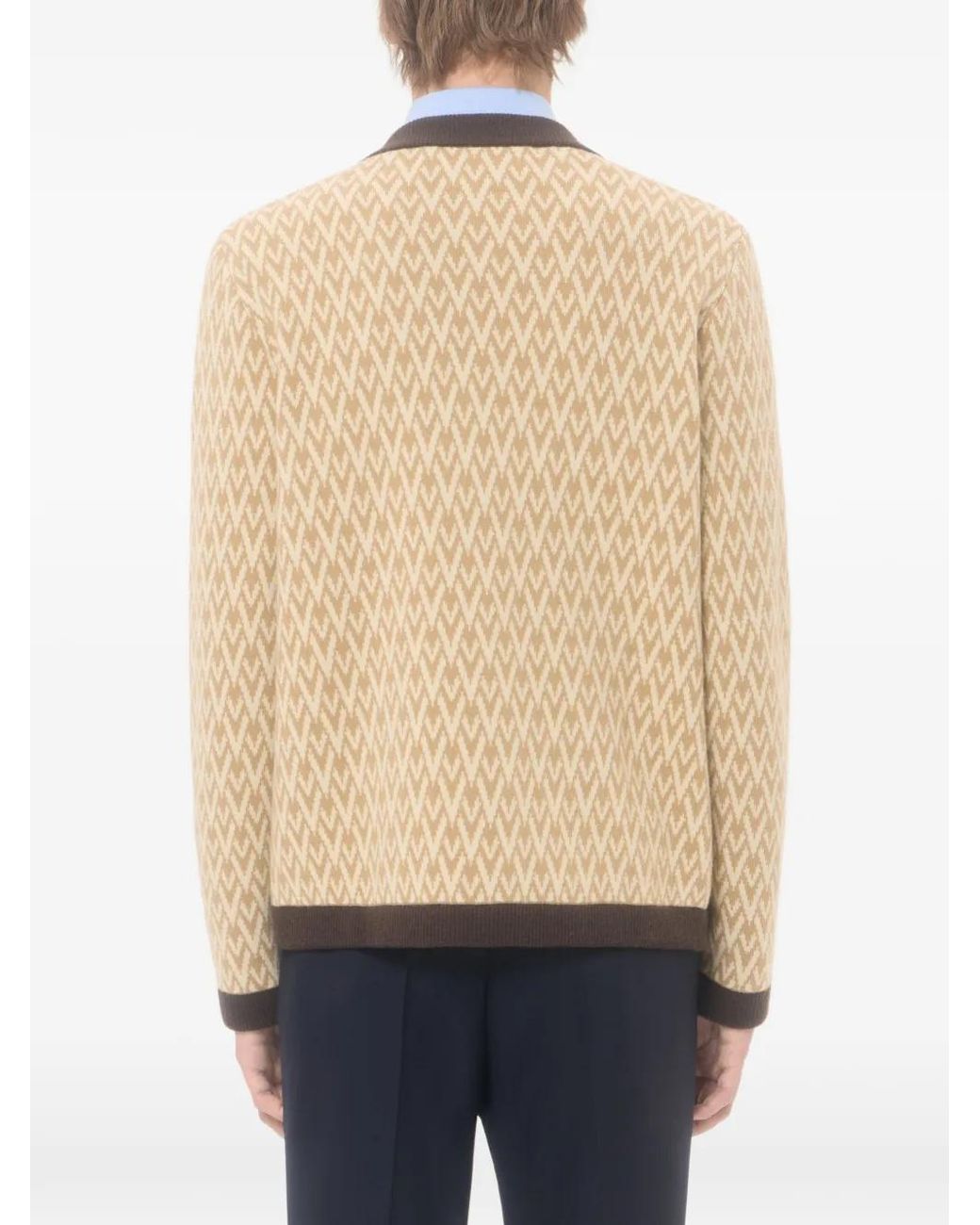 Valentino Garavani Natural Cardigan With Toute La V Pattern for men