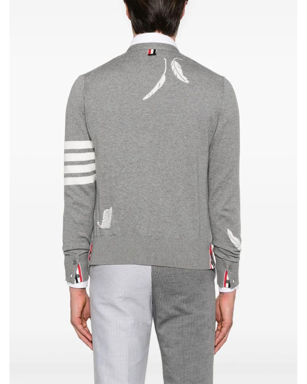 Thom Browne Gray 4-Bar Stripe Cardigan for men