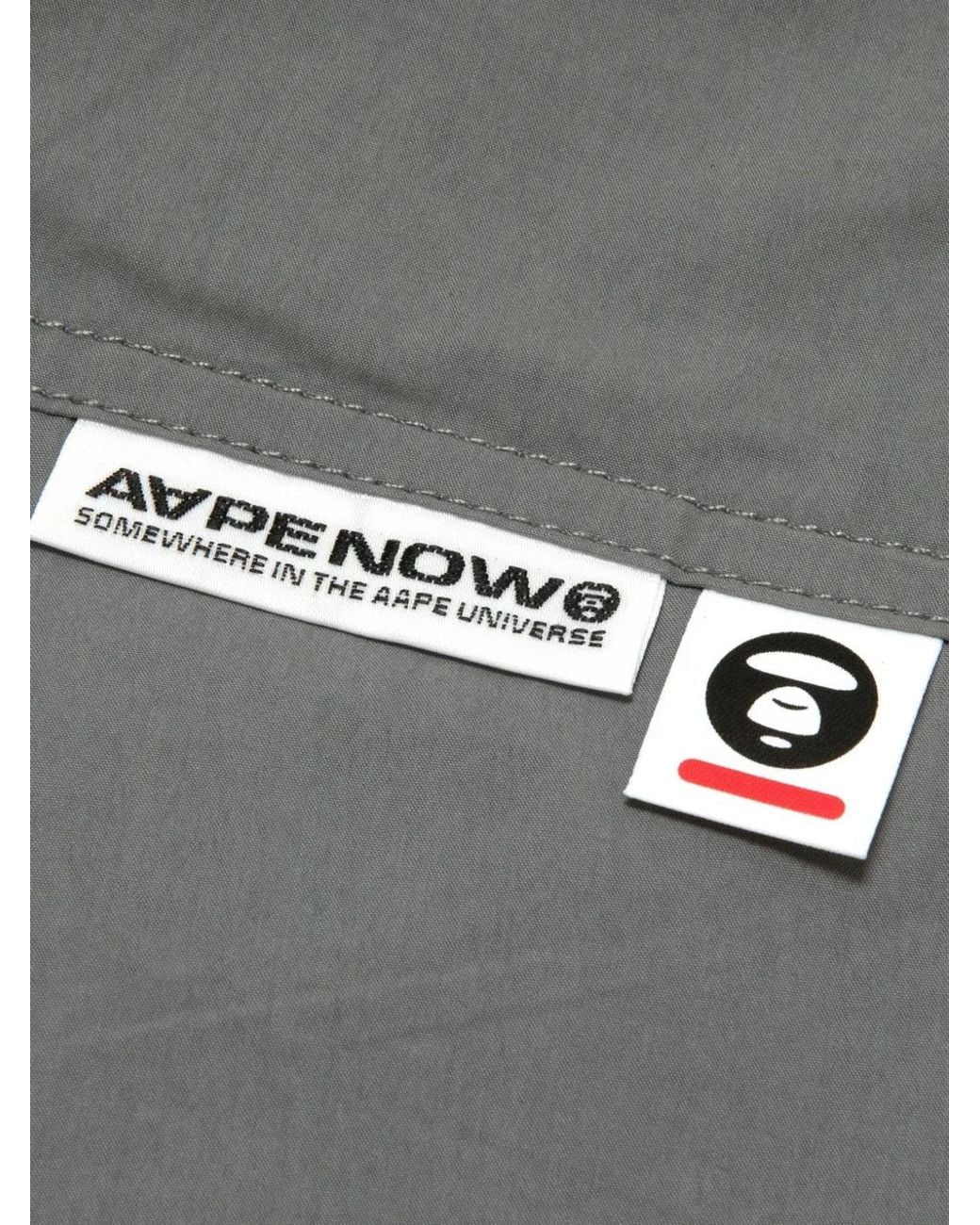 Aape By A Bathing Ape Gray Logo-Patch Shorts for men