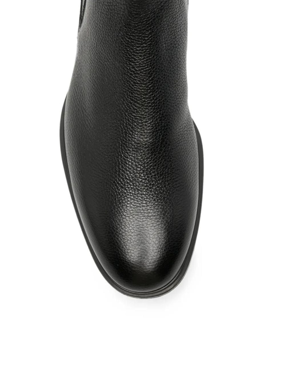 Santoni Black Easy Grained Leather Chelsea Boots for men