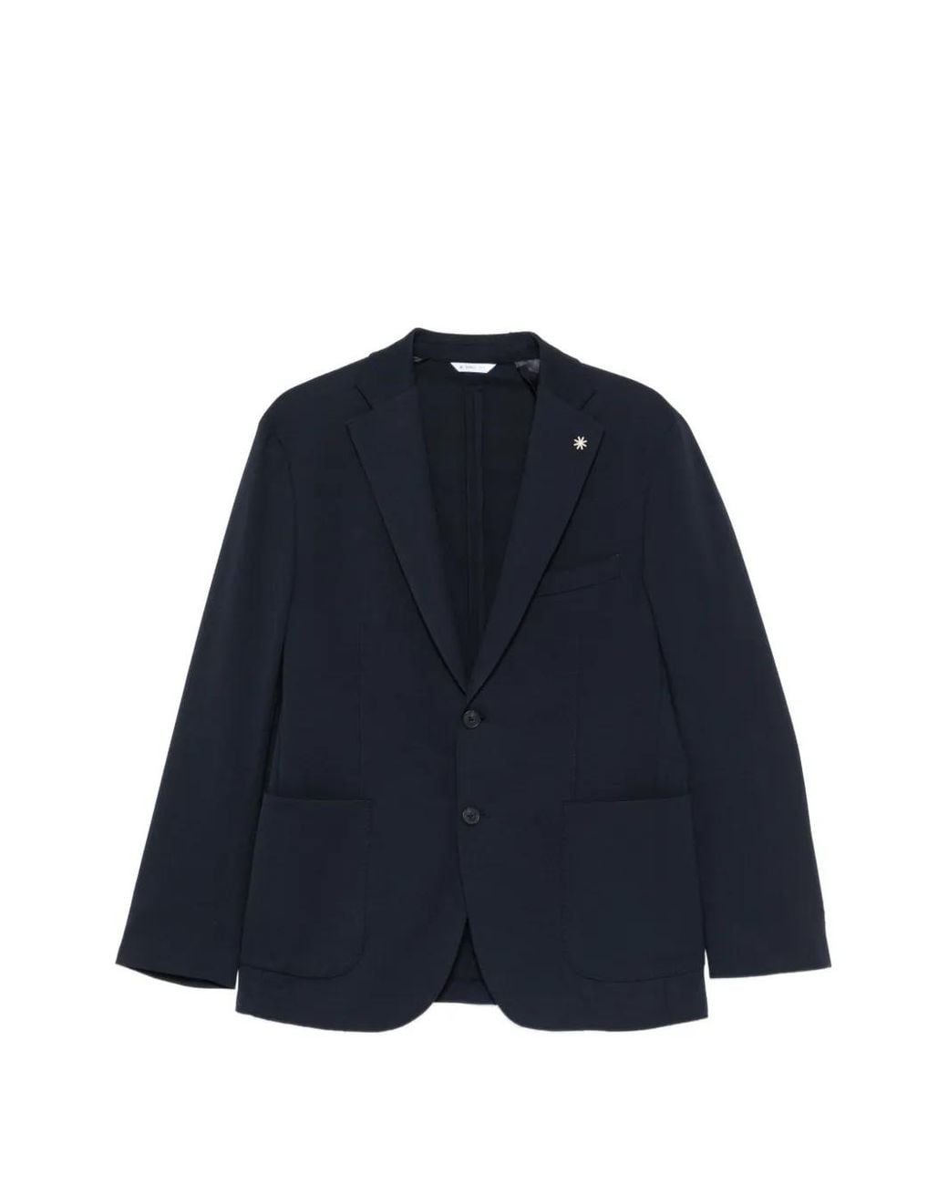 Manuel Ritz Blue Notched-Lapels Patch-Pockets Blazer for men