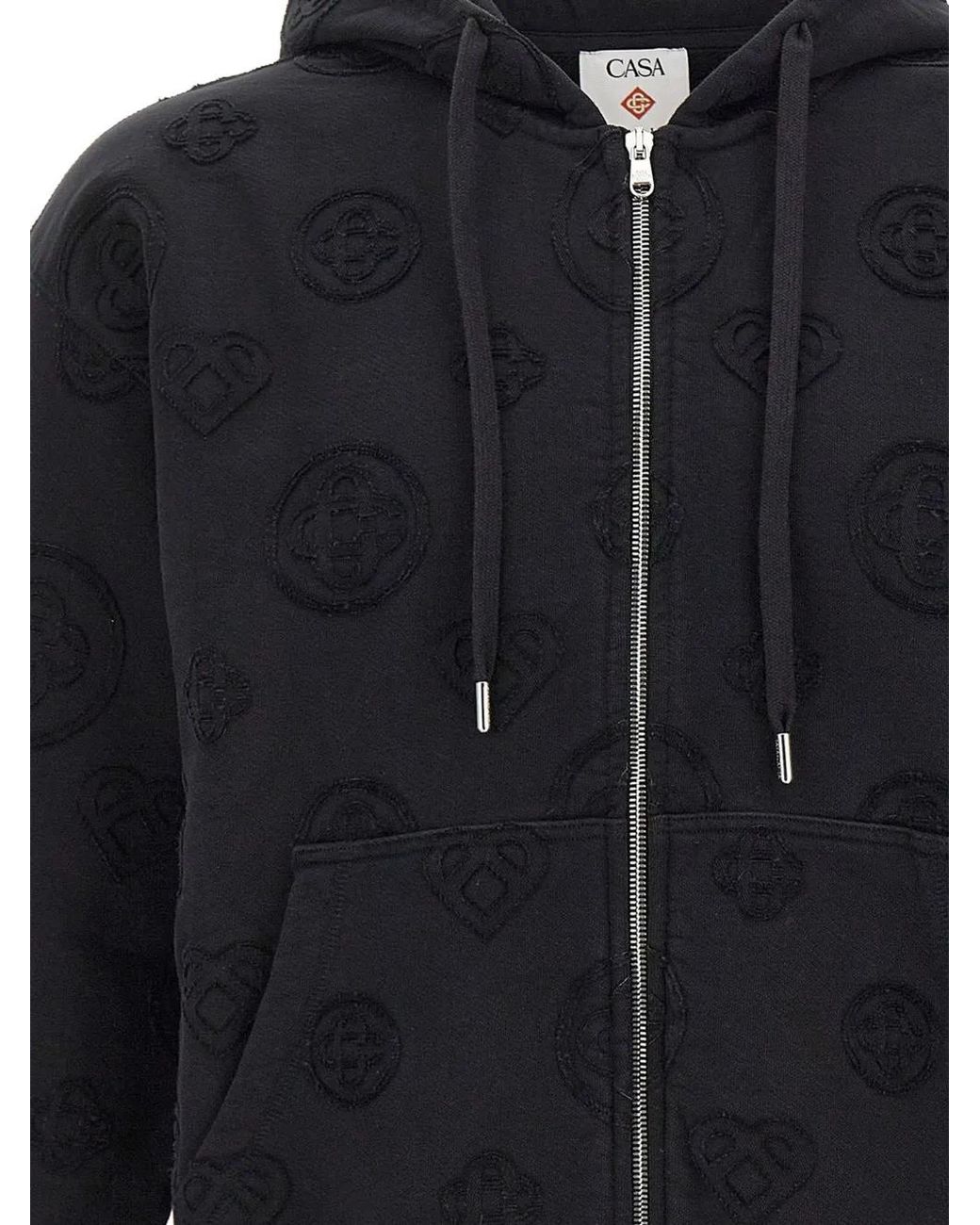 Casablanca Blue Monogram Zip-Up Hoodie for men