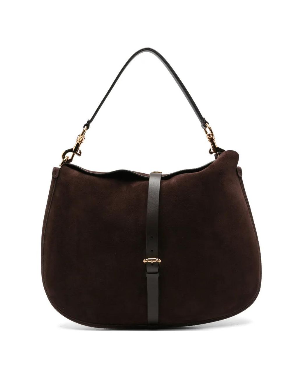 Etro Black Extra Large Suede Buckle-Detail Shoulder Bag