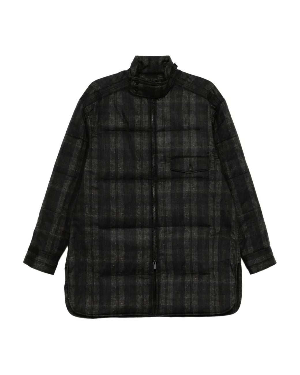 Yohji Yamamoto Black Plaid Padded Jacket for men