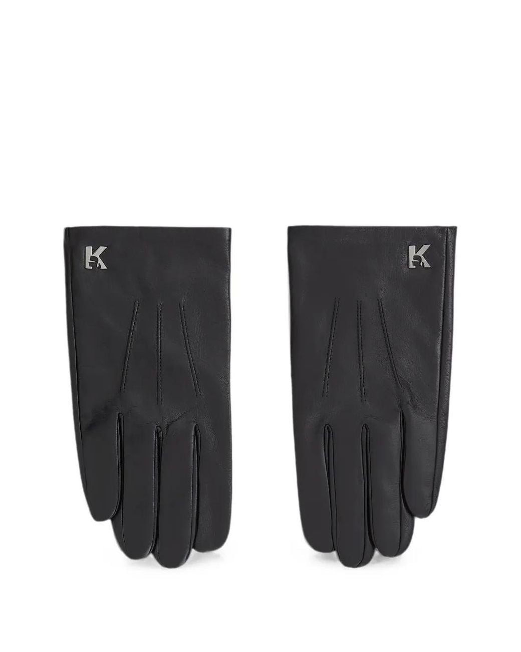 Karl Lagerfeld Black K Logo Leather Gloves
