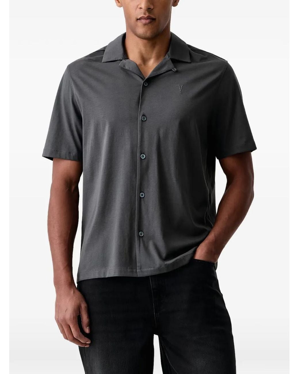 AllSaints Black Hudson Short-Sleeve Shirt for men