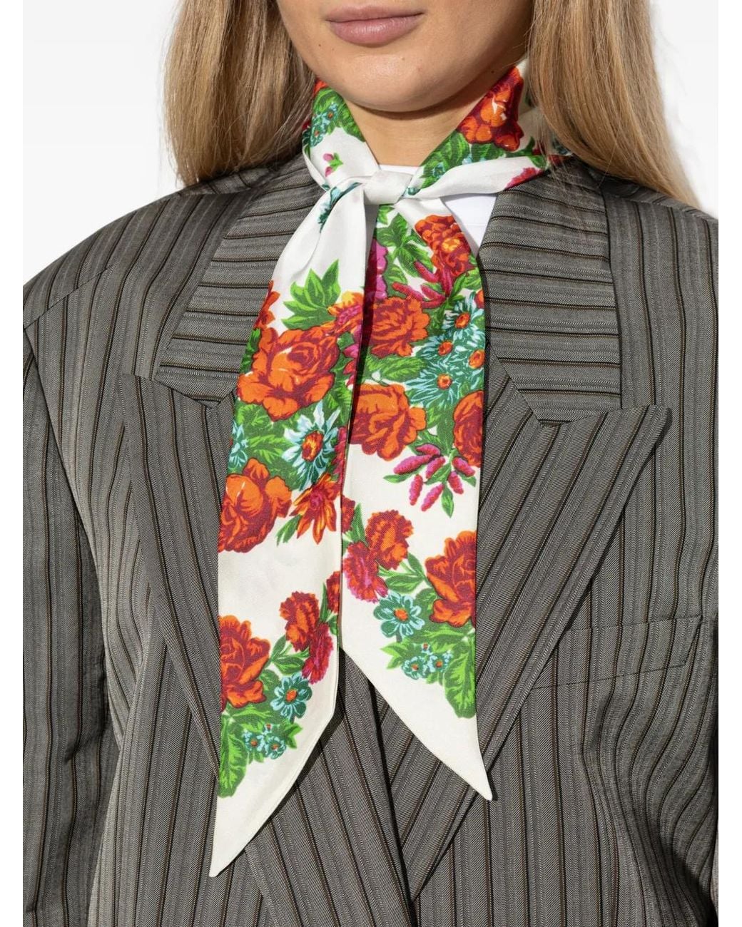 Moschino White Floral-Motif Scarf