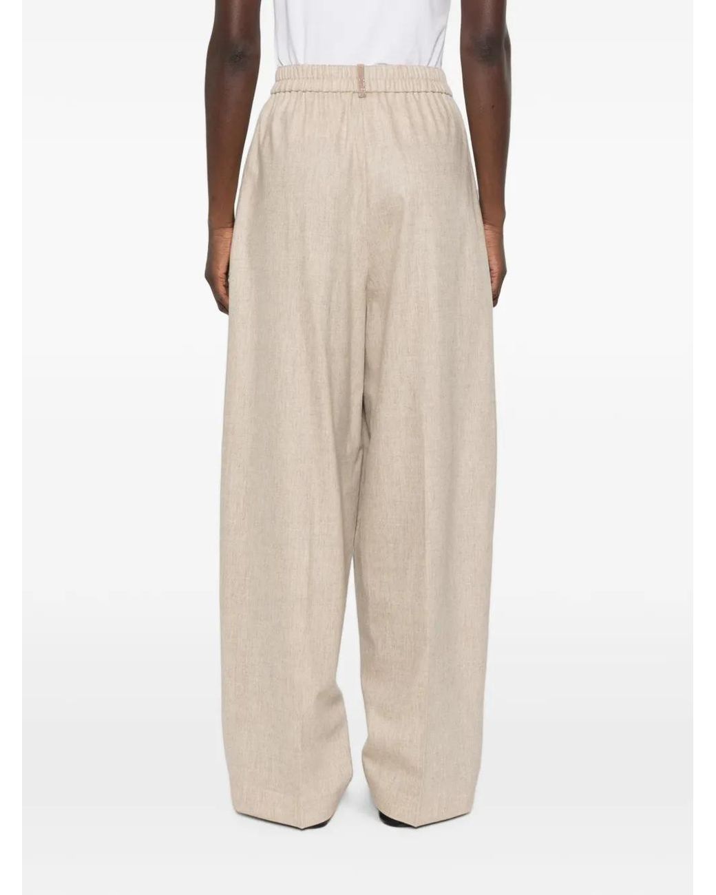 Fabiana Filippi White Pressed-Crease Elasticated-Waist Trousers