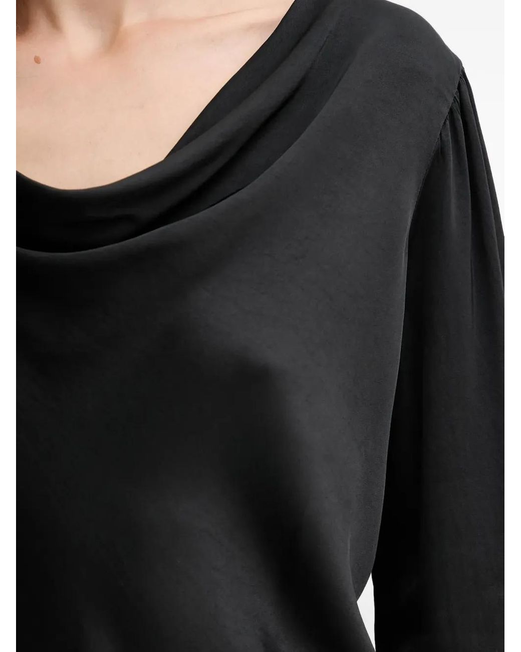 Fracomina Black Scoop-Neck Long-Sleeve Top