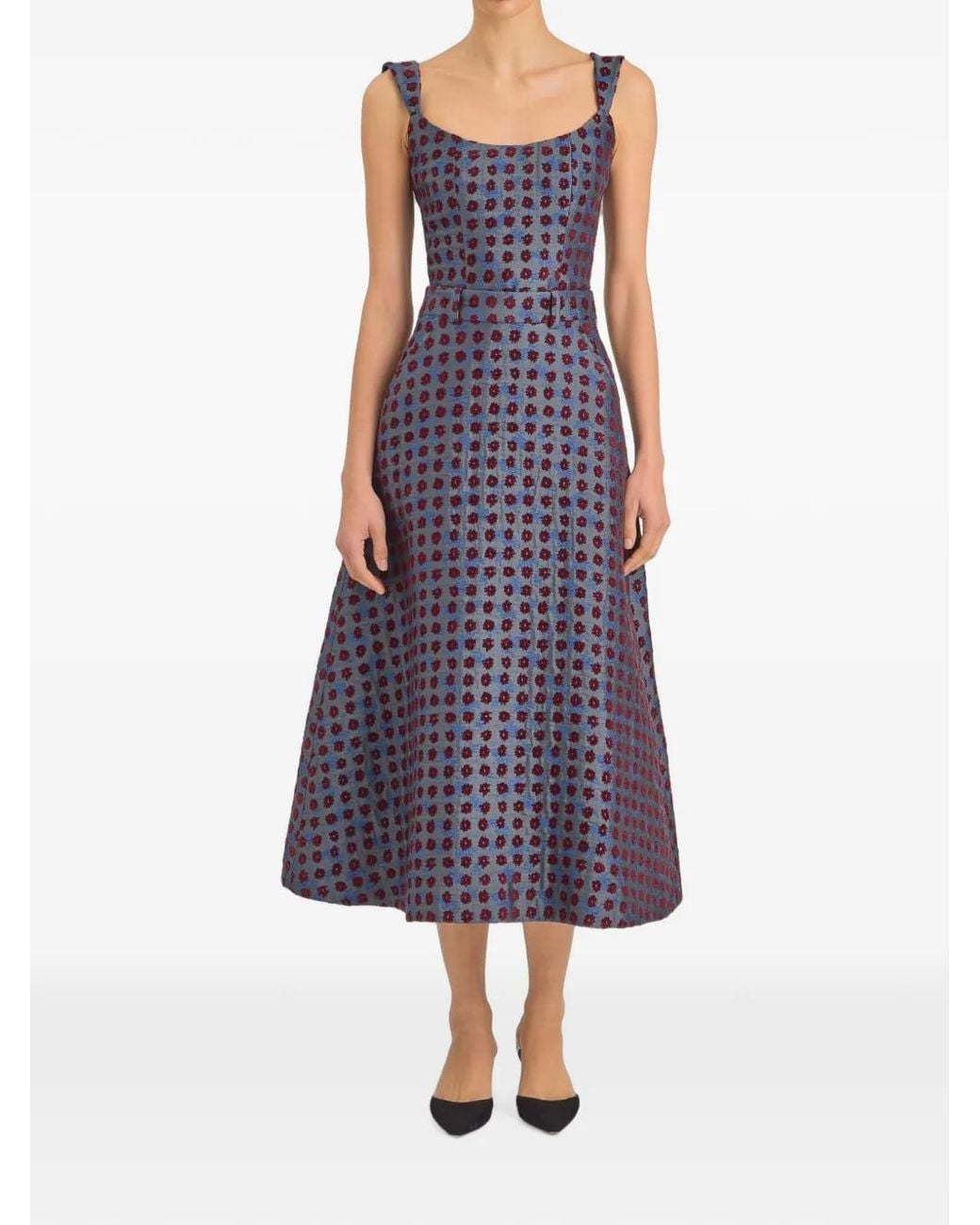 Markarian Purple Frances Floral-Jacquard Midi Skirt
