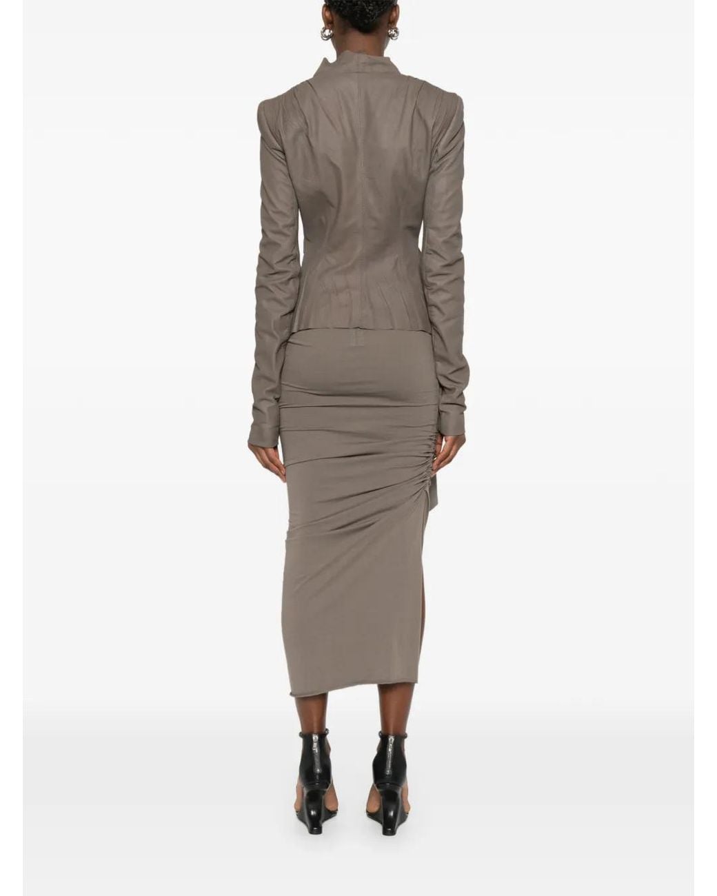 Rick Owens Brown Hollywood Tie-Fastening V-Neck Jacket