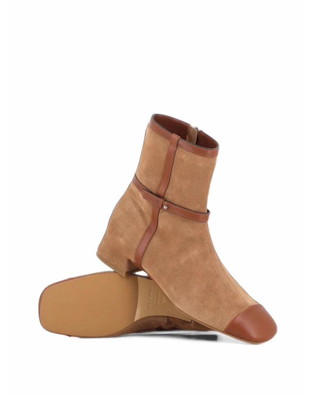 Roberto Del Carlo Brown Suede Leather-Trim Ankle Boots