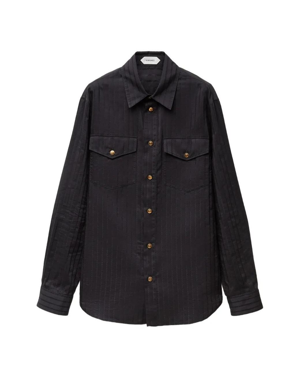 Versace Black Chemise Régulière En Jacquard Coton-Soie for men