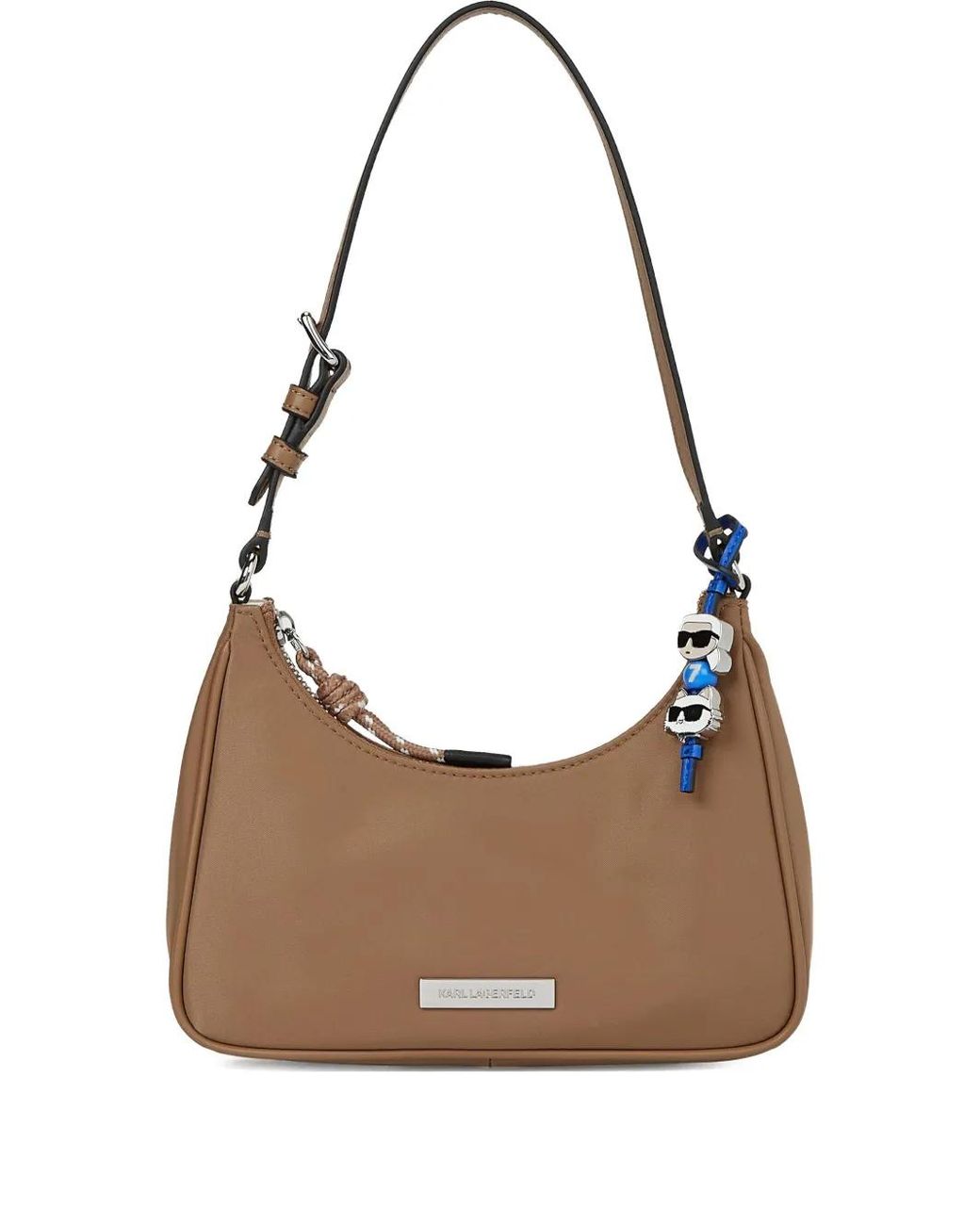 Karl Lagerfeld Brown Logo-Plaque Shoulder Bag