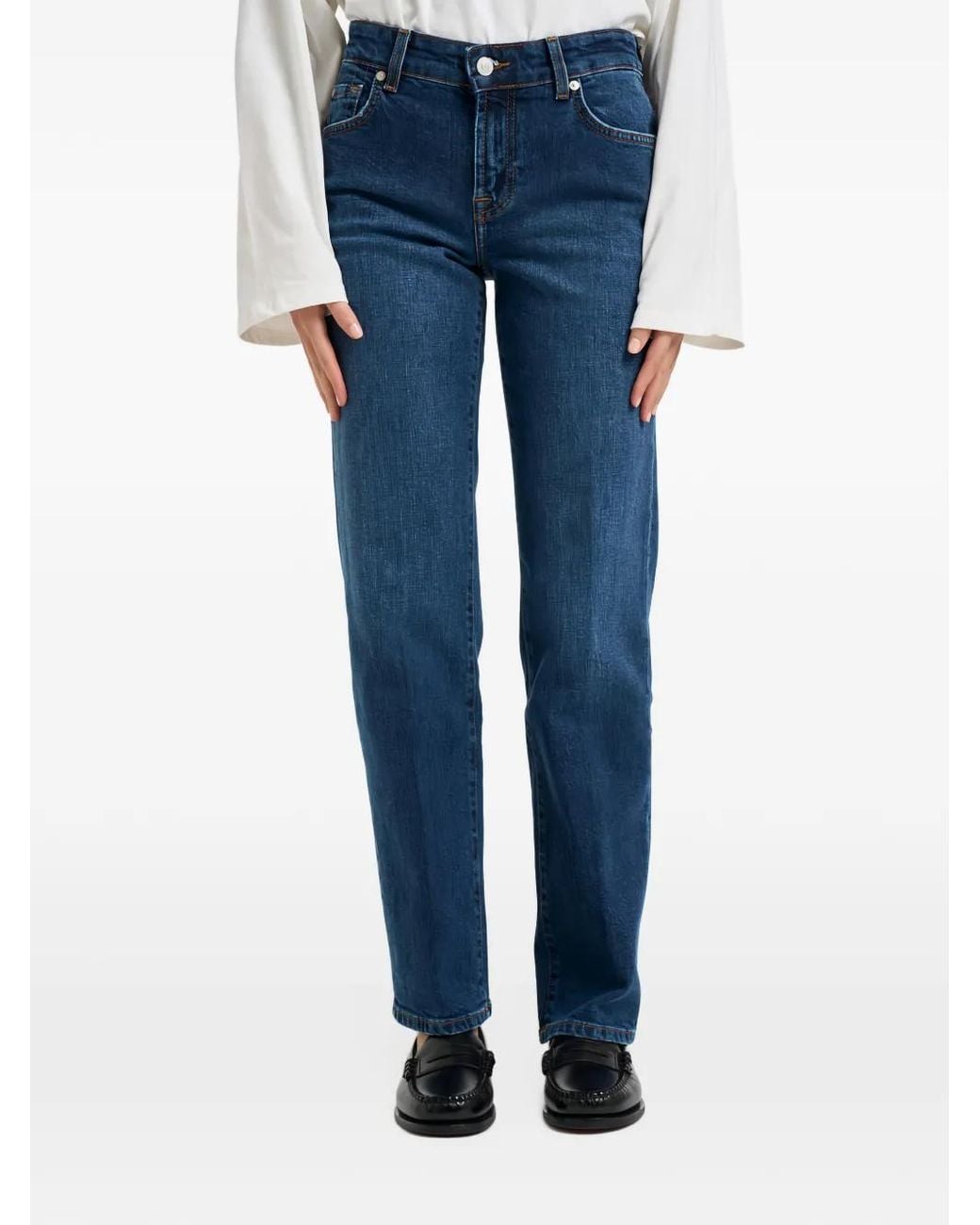 7 For All Mankind Blue Calie Straight Jeans