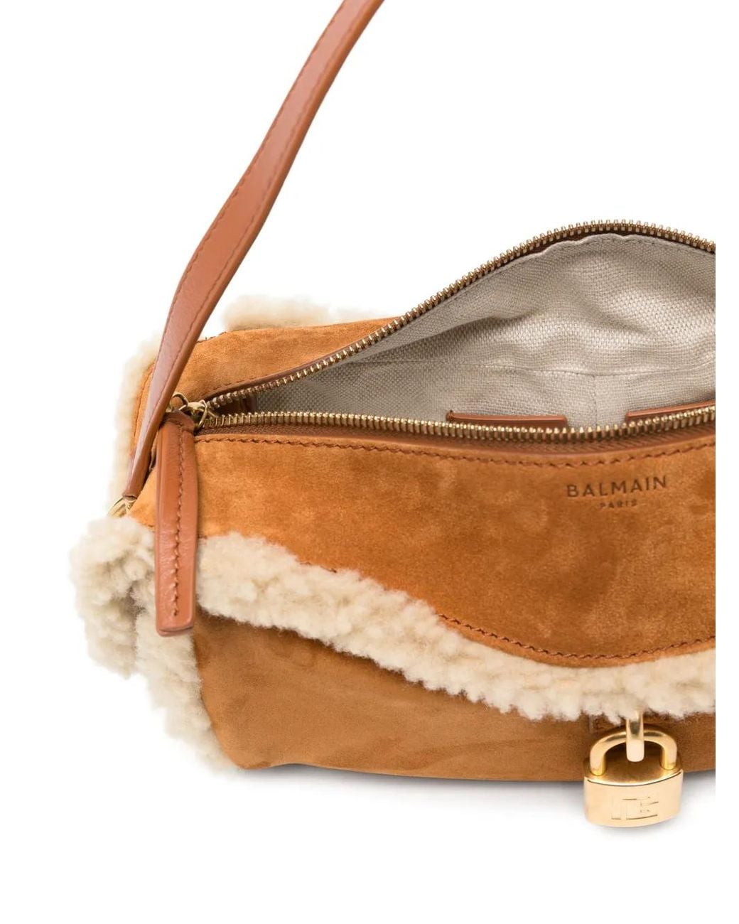 Balmain Multicolor Sac Porté Épaule En Daim À Bords En Peau Lainée Pulse