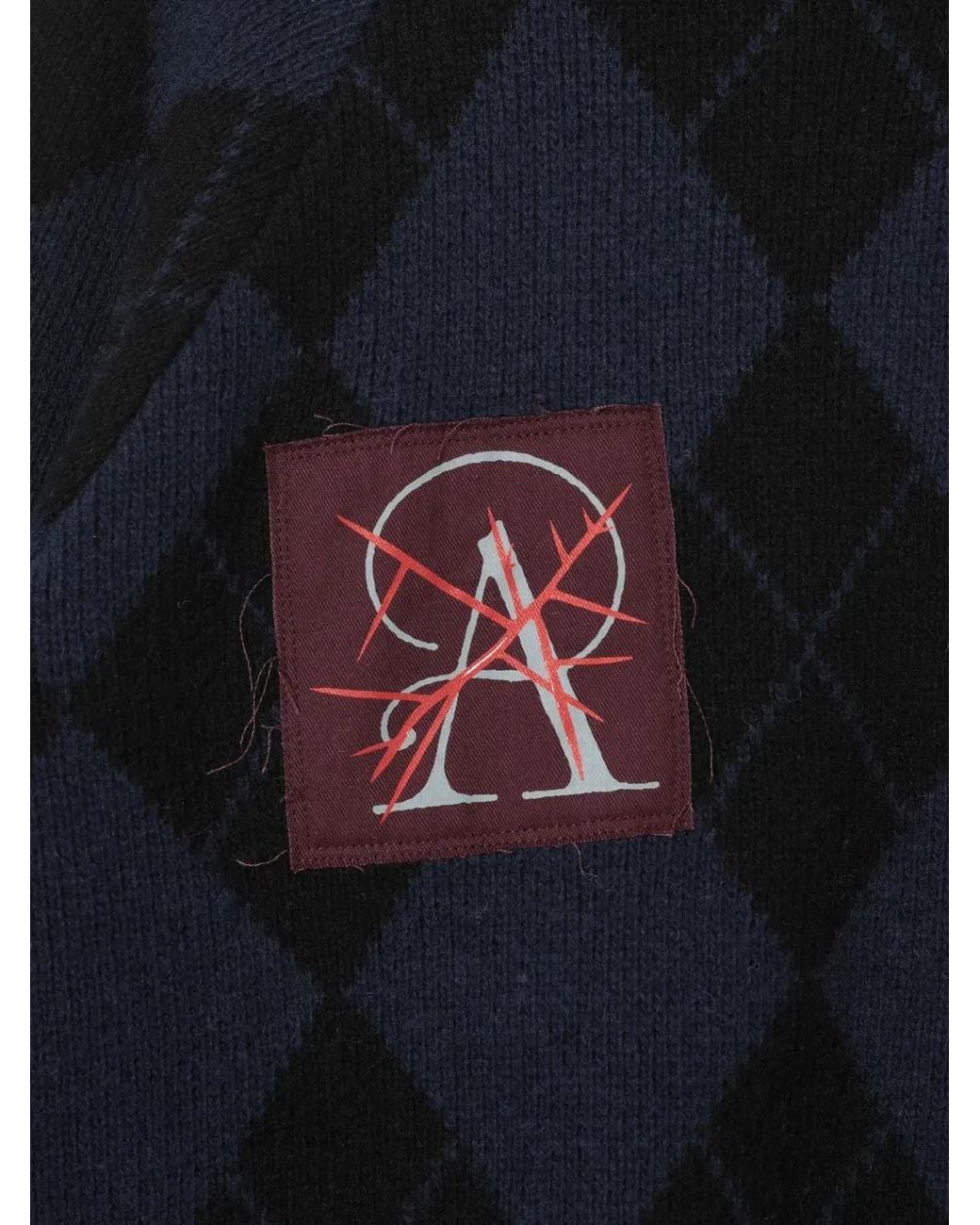 Undercover Blue Argyle-Patterned Sweater for men