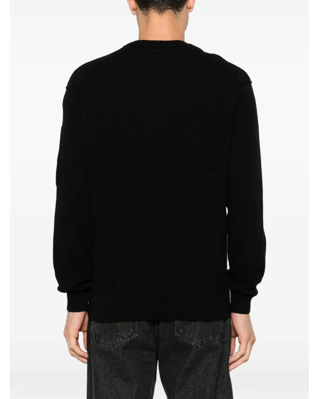 C P Company Black Wool Crewneck Sweater for men