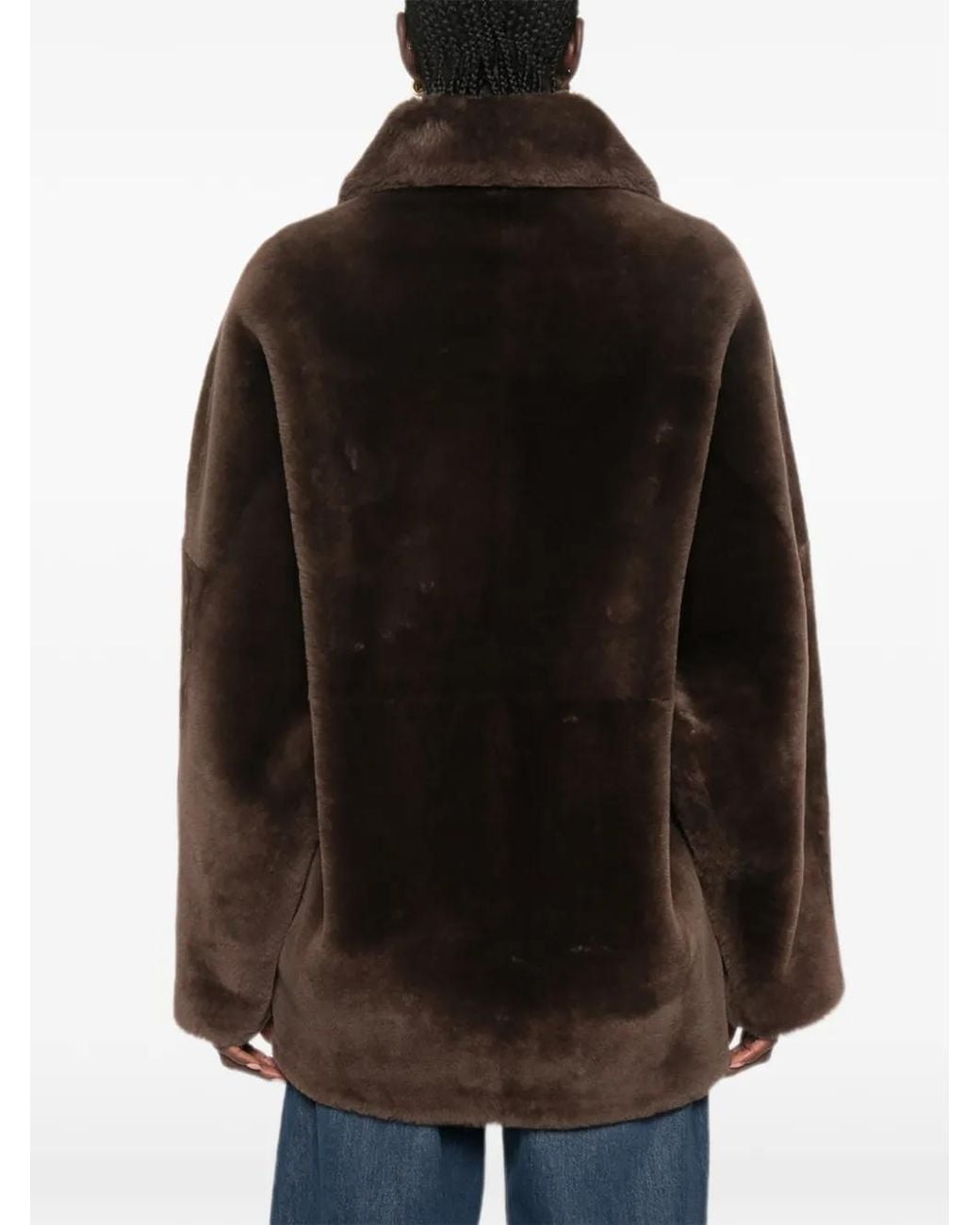 Blancha Black Wide-Collar Shearling Jacket