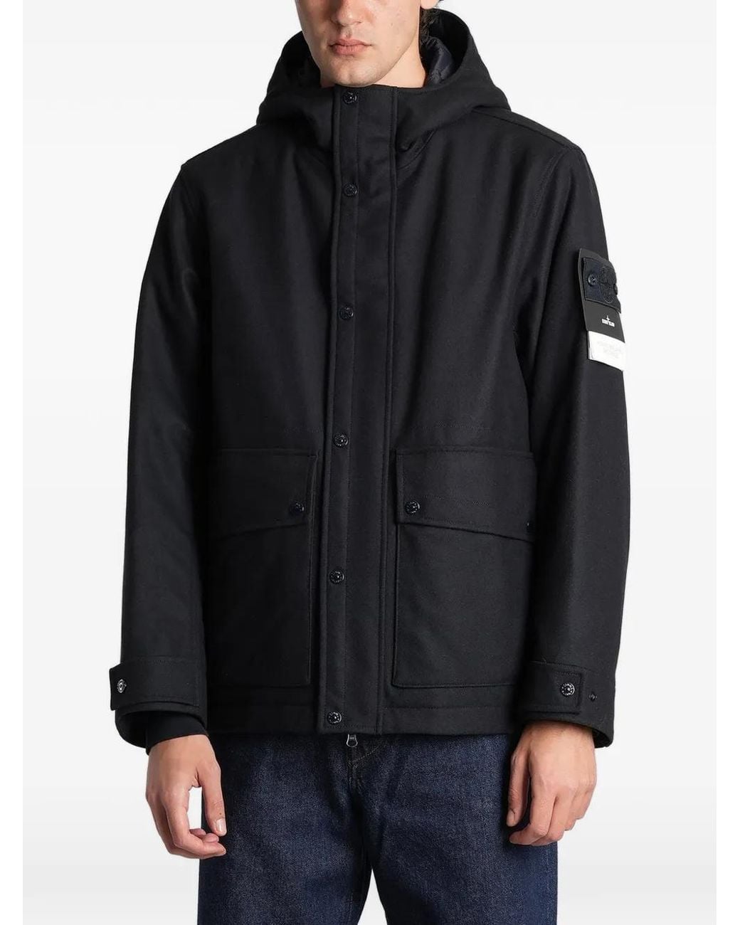 Stone Island Black 4100018 Woll Nylon Flannel_S.I Ghost Jacket for men