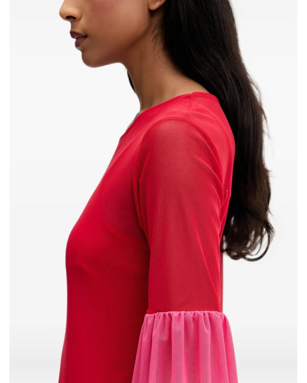 Never Fully Dressed Red Ruffled Mesh Maxi Dress