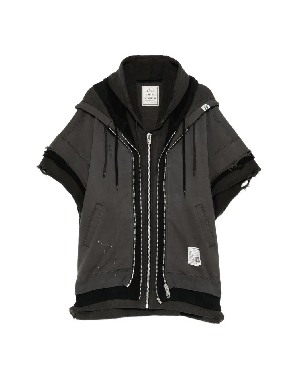 Maison Mihara Yasuhiro Black Triple Layered Zip-Up Sweat Vest for men