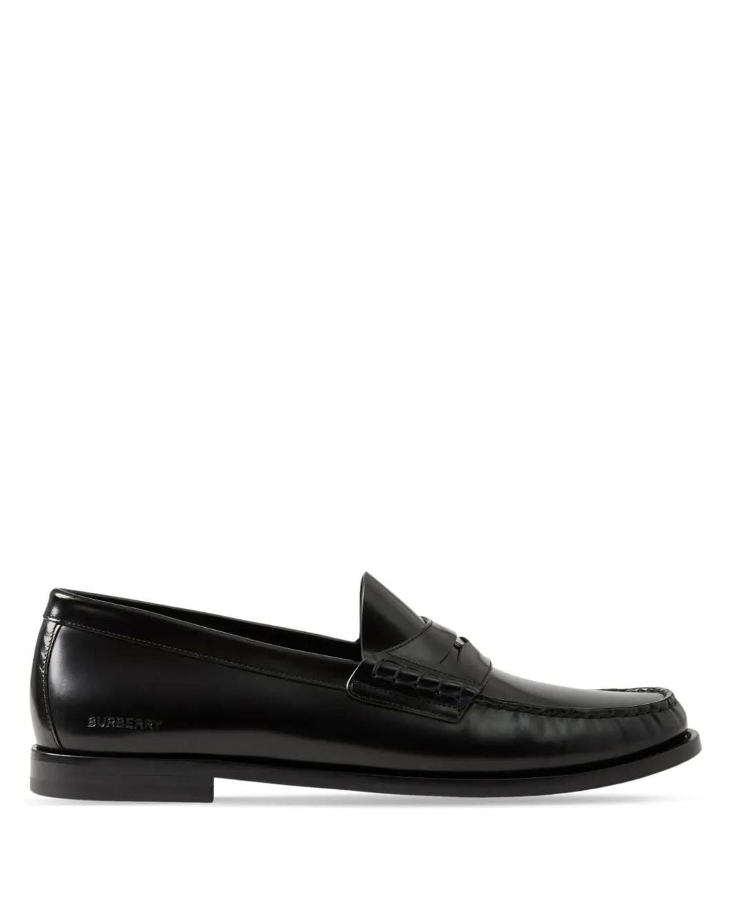 Burberry Black Coin-Detailing Logo-Debossed Leather Penny Loafers for men