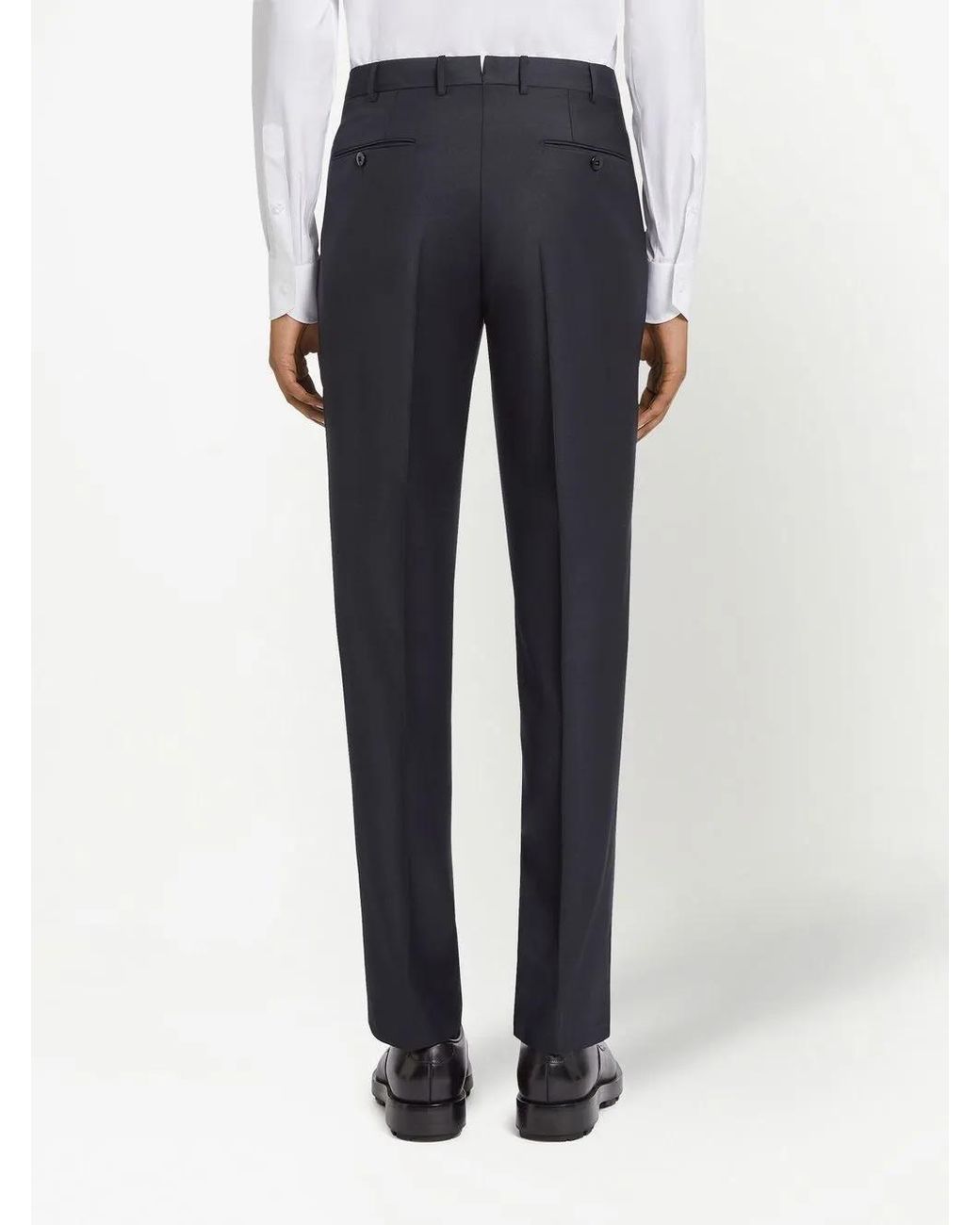 Zegna Blue Trofeo Tailored Wool Trousers for men