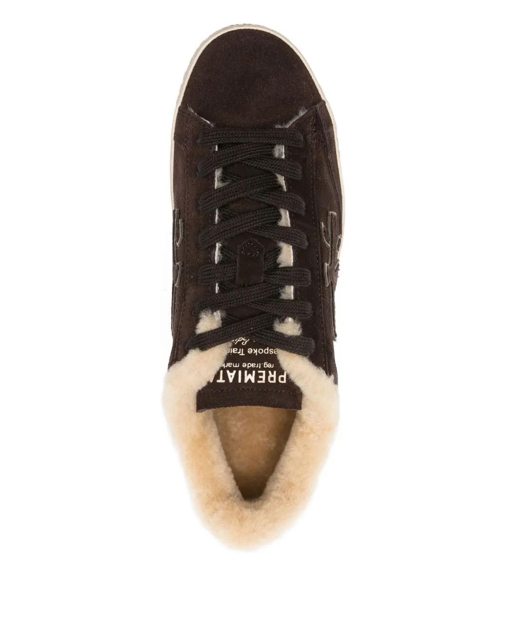 Premiata Brown Steven Shearling-Lined Suede Sneakers
