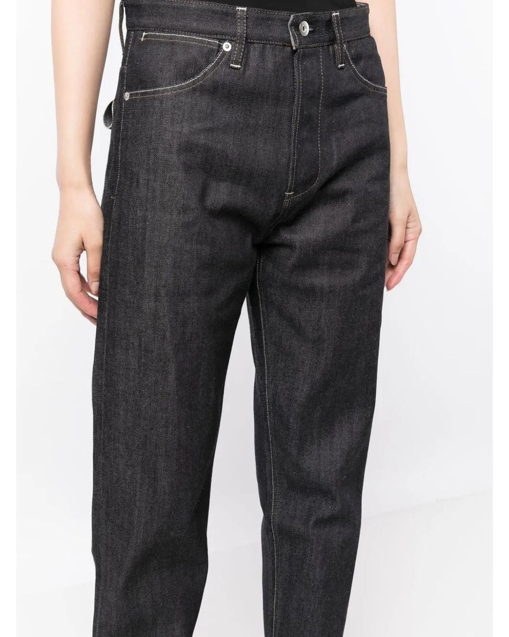 Jil Sander Black Contrast-Stitching Cotton Jeans