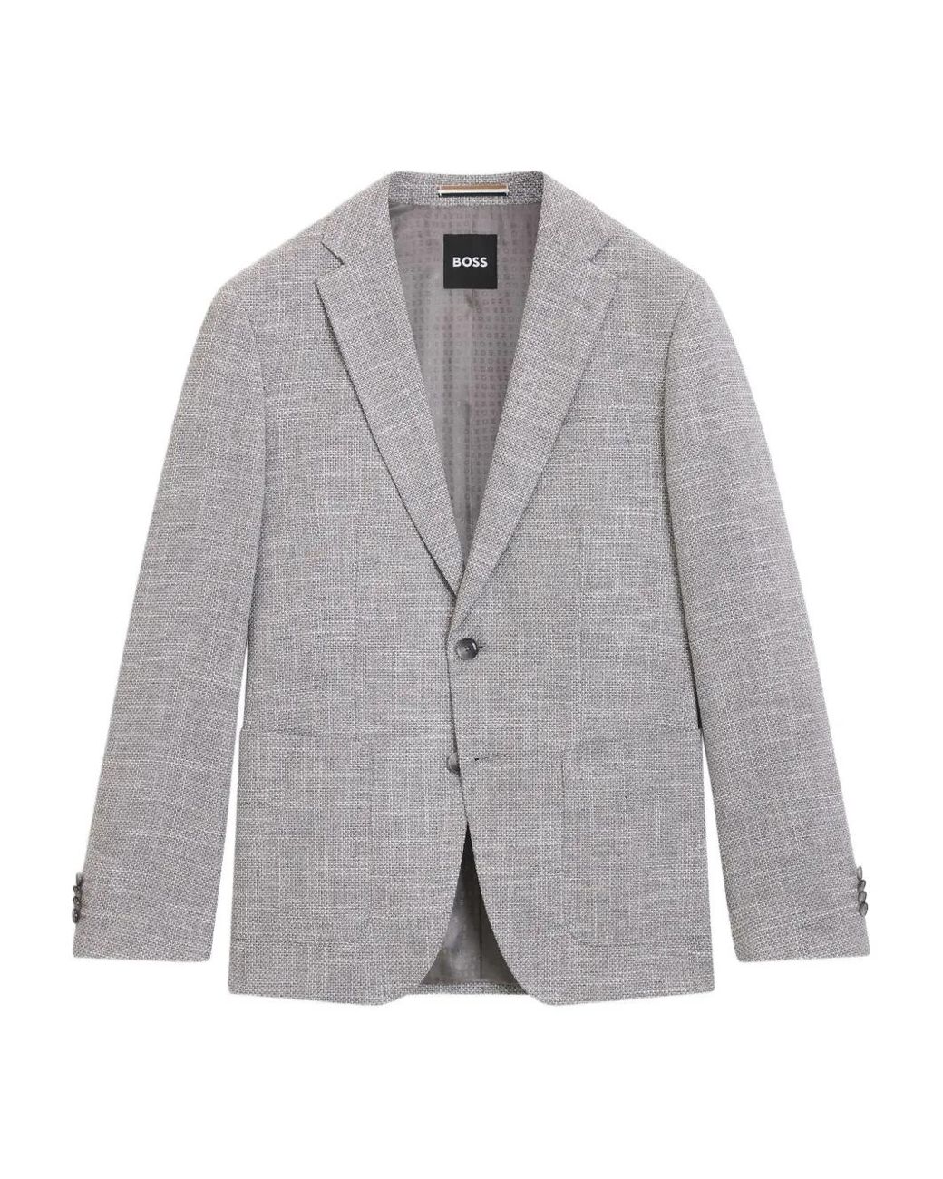Boss Gray Buttoned Single-Breasted Blazer for men