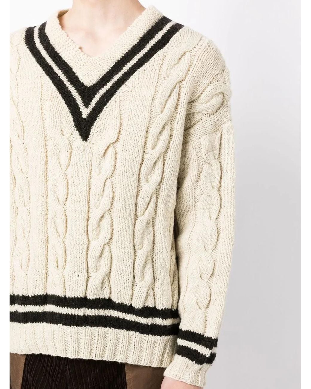 Pull En Maille Torsadée À Col V Visvim pour homme en coloris Natural