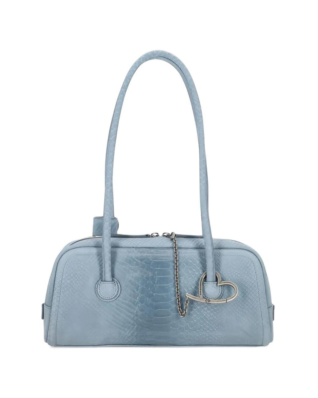 MARGE SHERWOOD Blue Mini Python-Effect Suede Shoulder Bag