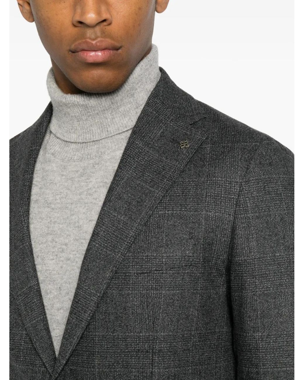 Tagliatore Gray Check-Pattern Single-Breasted Suit for men
