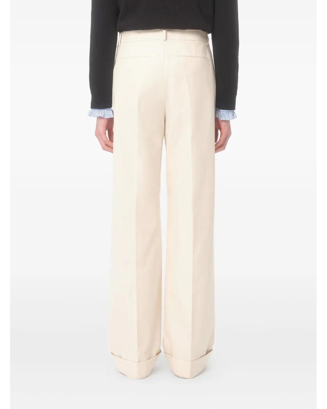Valentino Garavani White Cuffed Cotton Canvas Pants for men