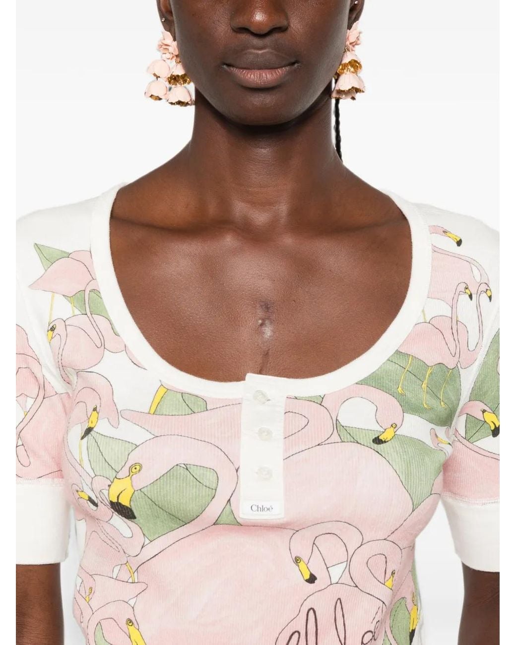 Chloé Pink Flamingo-Print T-Shirt
