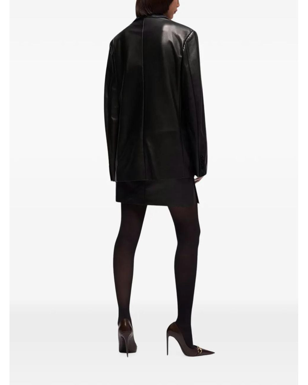 Gucci Black Double-Breasted Oversized-Fit Jacket