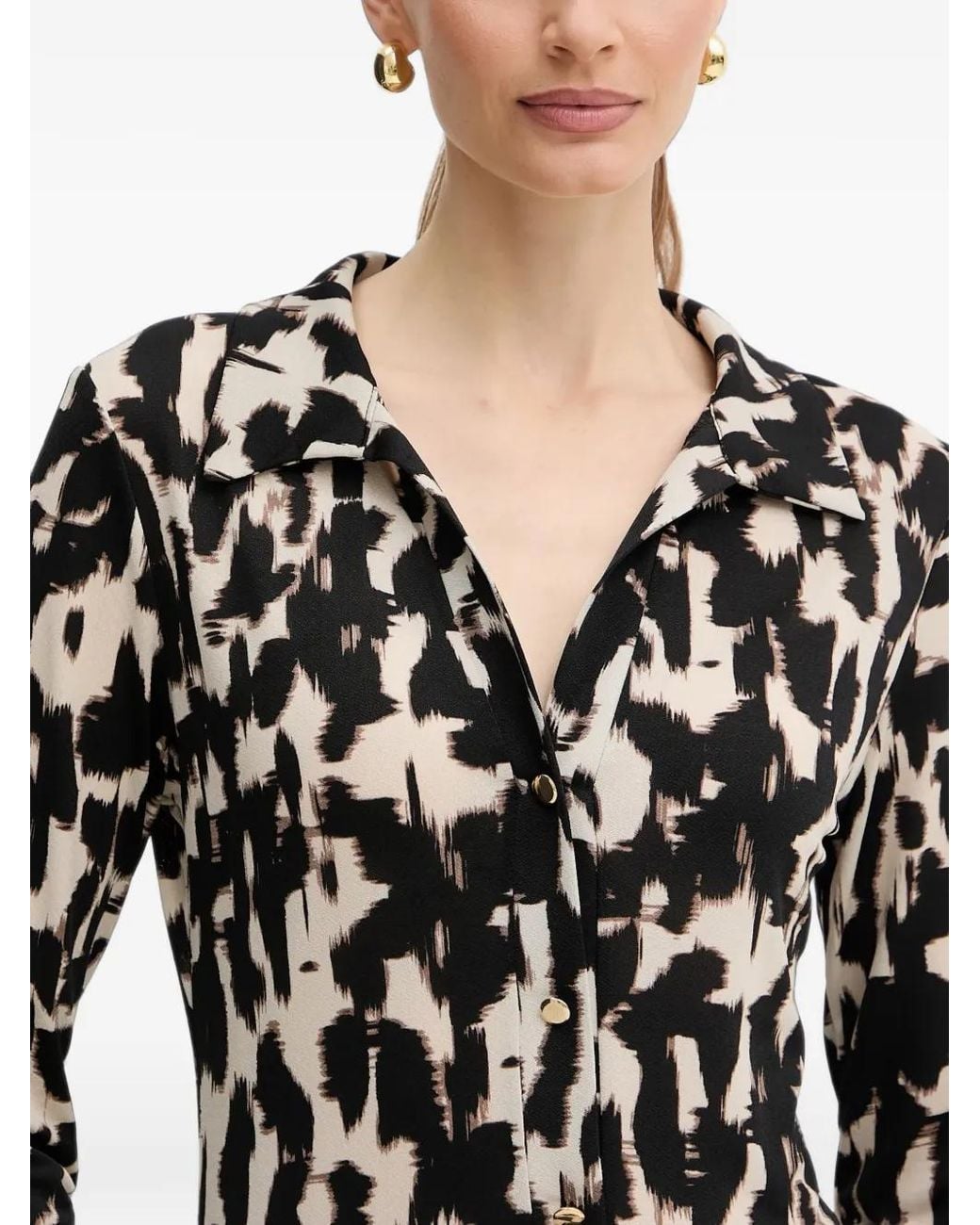 Morgan White Printed Midi Shirt Dress