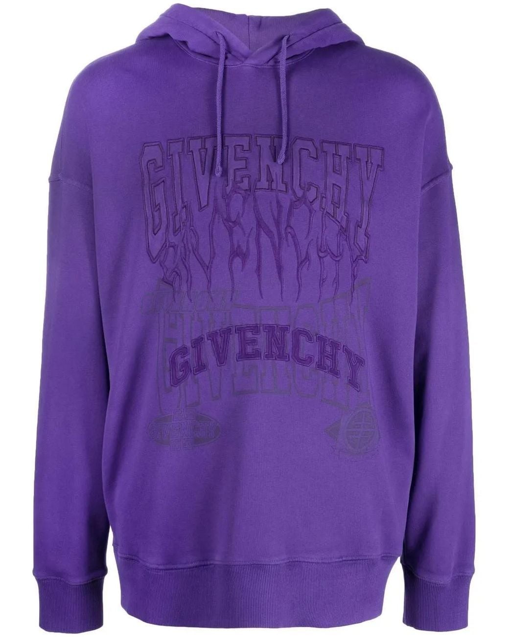 Givenchy Purple Logo-Embroidered Cotton Hoodie for men