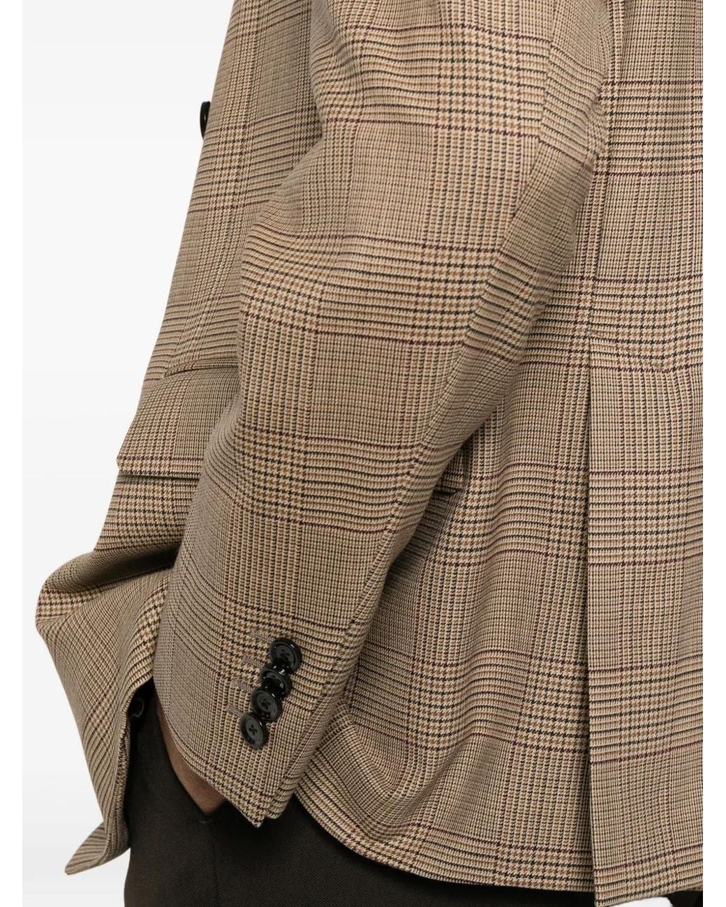 Lardini Brown Prince Of Wales Check Double-Breasted for men