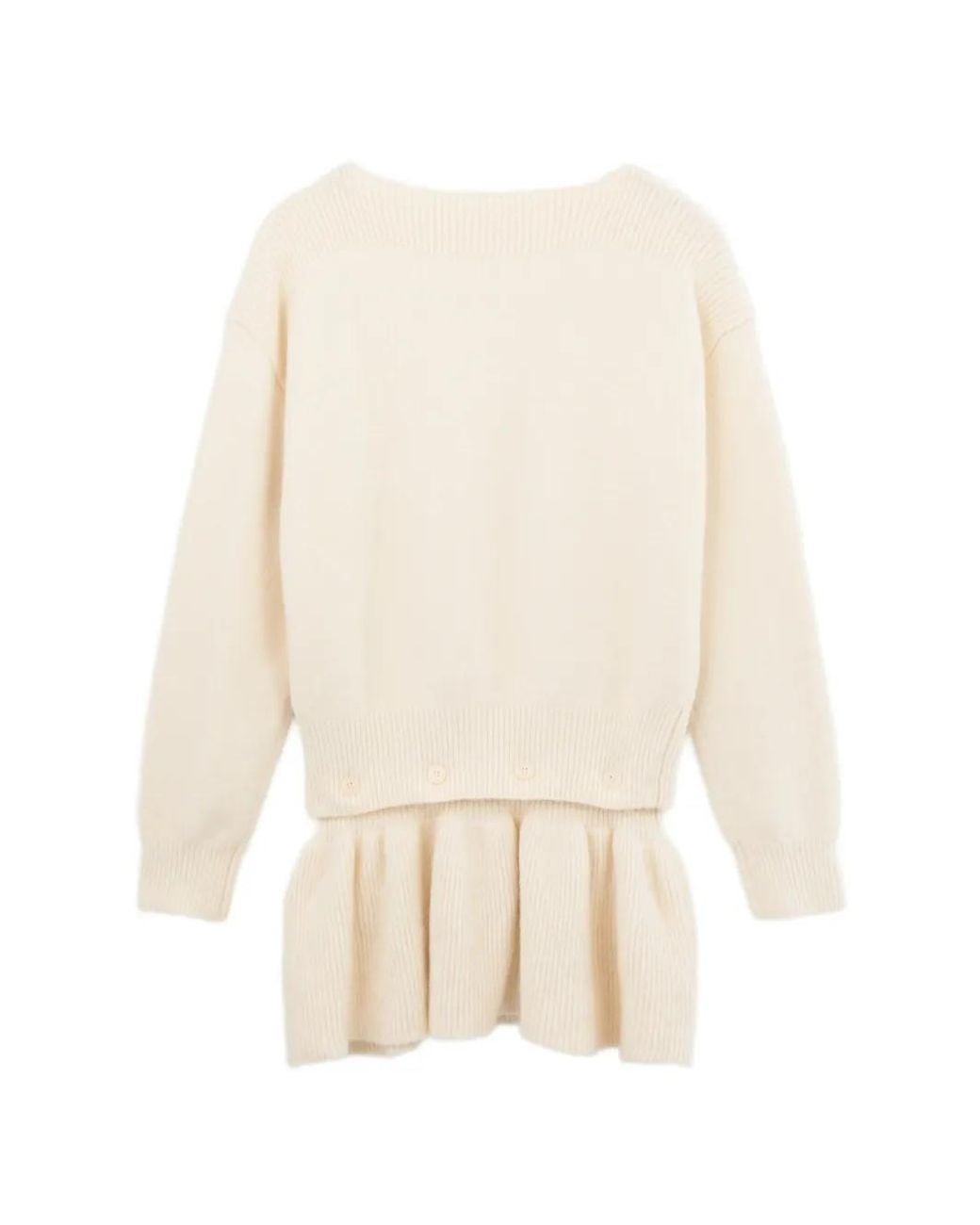 Source Unknown White Ruffled-Trim Ribbed-Knit Sweater