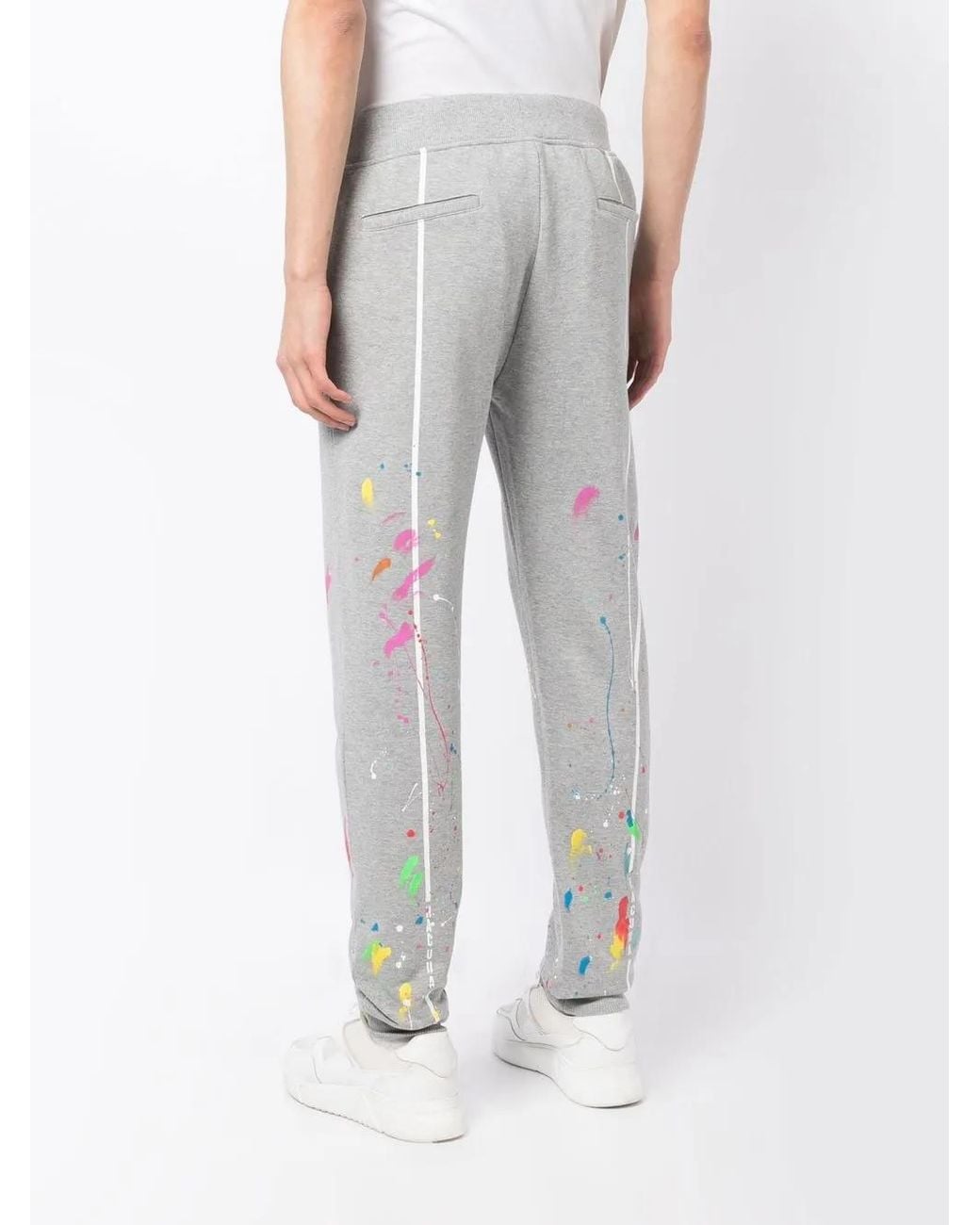 Haculla Gray Paint-Splatter Drawstring Track Pants for men