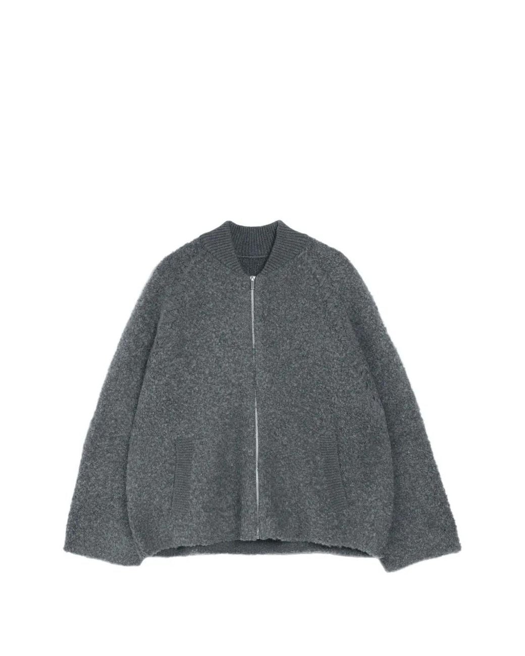 Vera Wang Gray Viola Varsity Bouclé Jacket