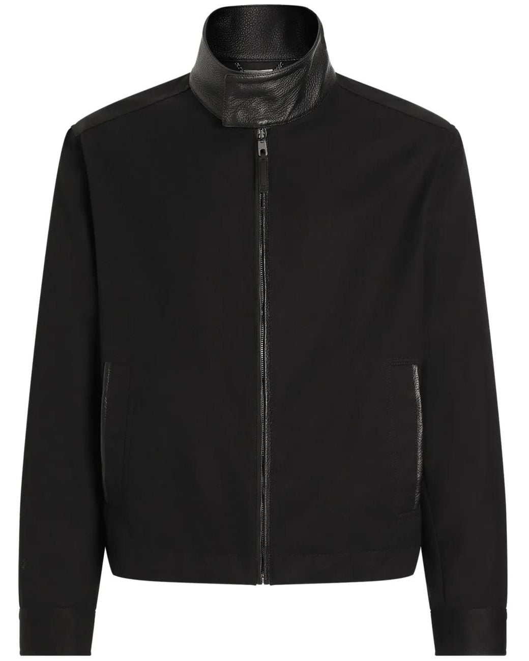 Dolce & Gabbana Black Leather-Trim Bomber Jacket for men