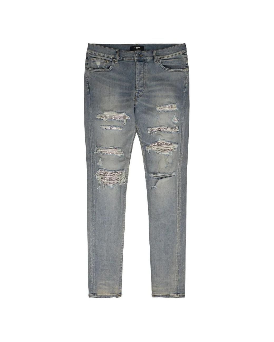 Amiri Gray Thrasher Crystal-Embellished Jeans for men