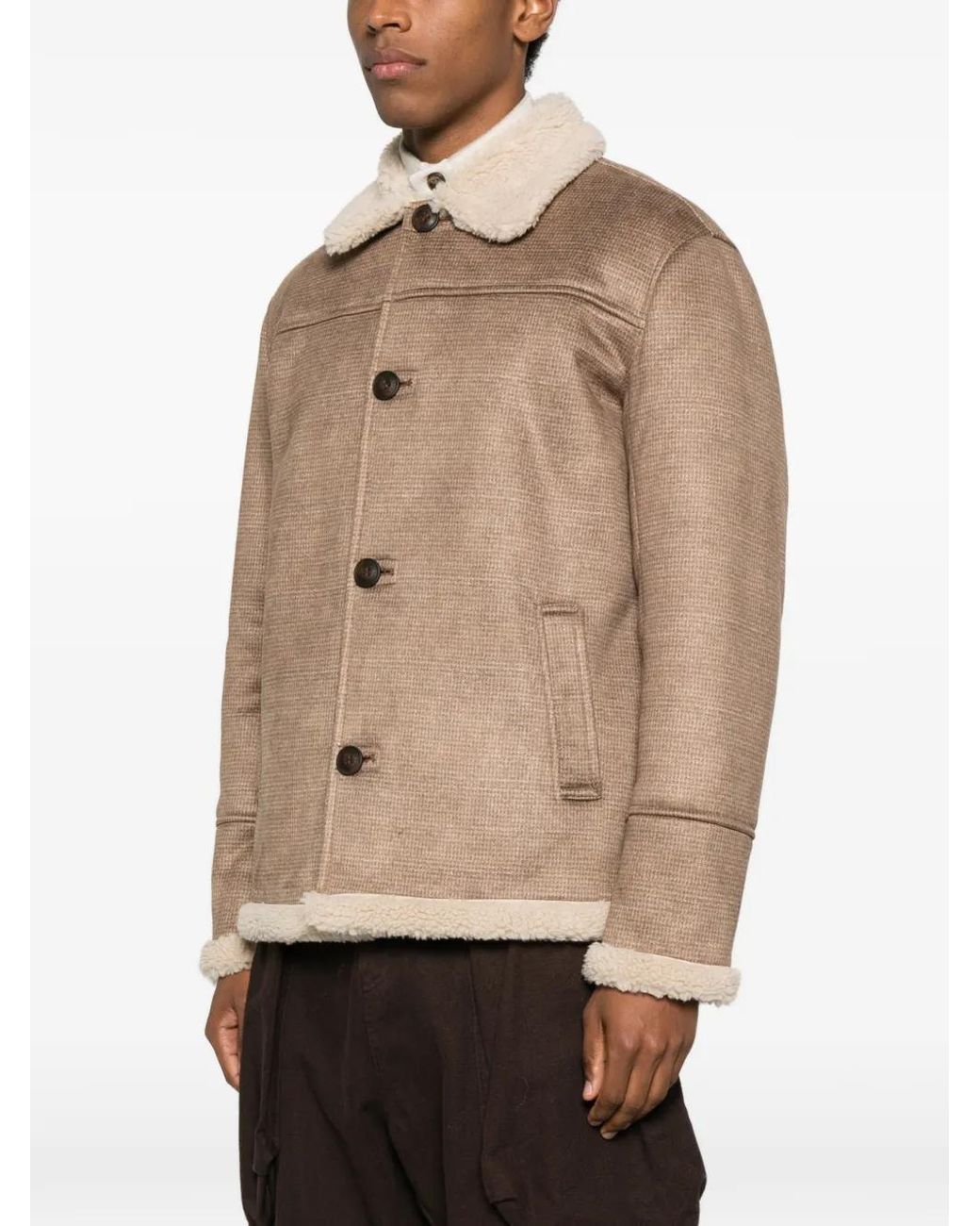 Mc2 Saint Barth Natural Shearling Collar Coat for men