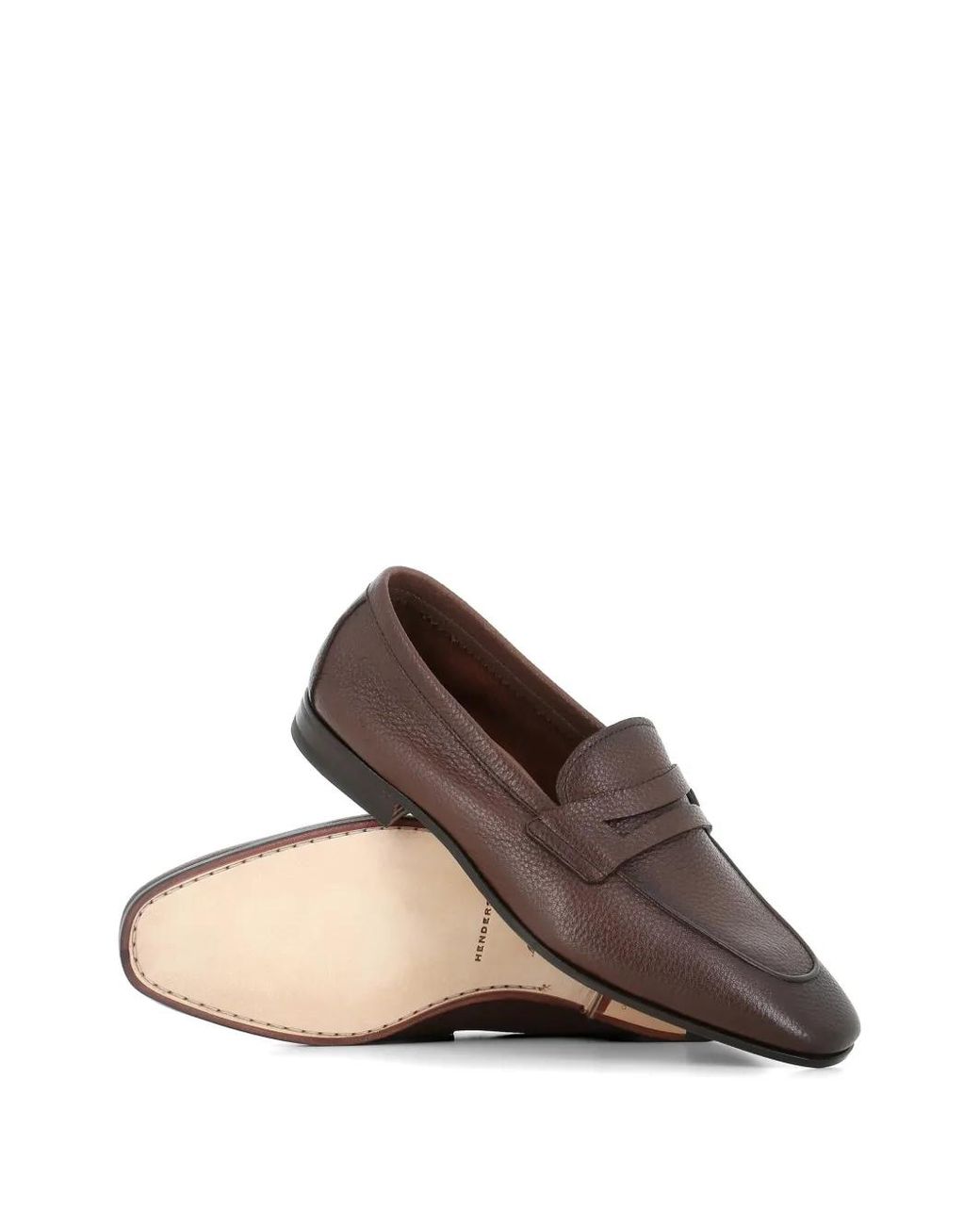 Henderson Brown Grained-Leather Loafers for men